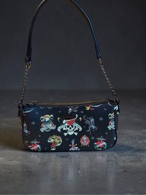 Ed Hardy “Love Kills Slowly” Print Shoulder Bag. Adjustable Crossbody included